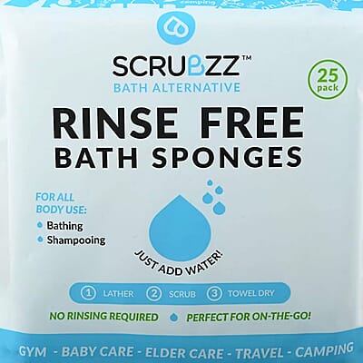 Scrubzz Bath Sponges Regular (25 Packs) , Exfoliating Bath Sponges , Shower Sponges , Body Wash Sponge