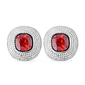 Simulated Red Diamond 6.00 ctw Earrings in Stainless Steel