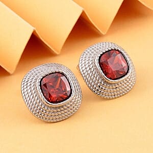 Simulated Red Diamond 6.00 ctw Earrings in Stainless Steel