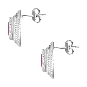 Simulated Red Diamond 6.00 ctw Earrings in Stainless Steel