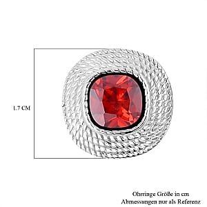 Simulated Red Diamond 6.00 ctw Earrings in Stainless Steel