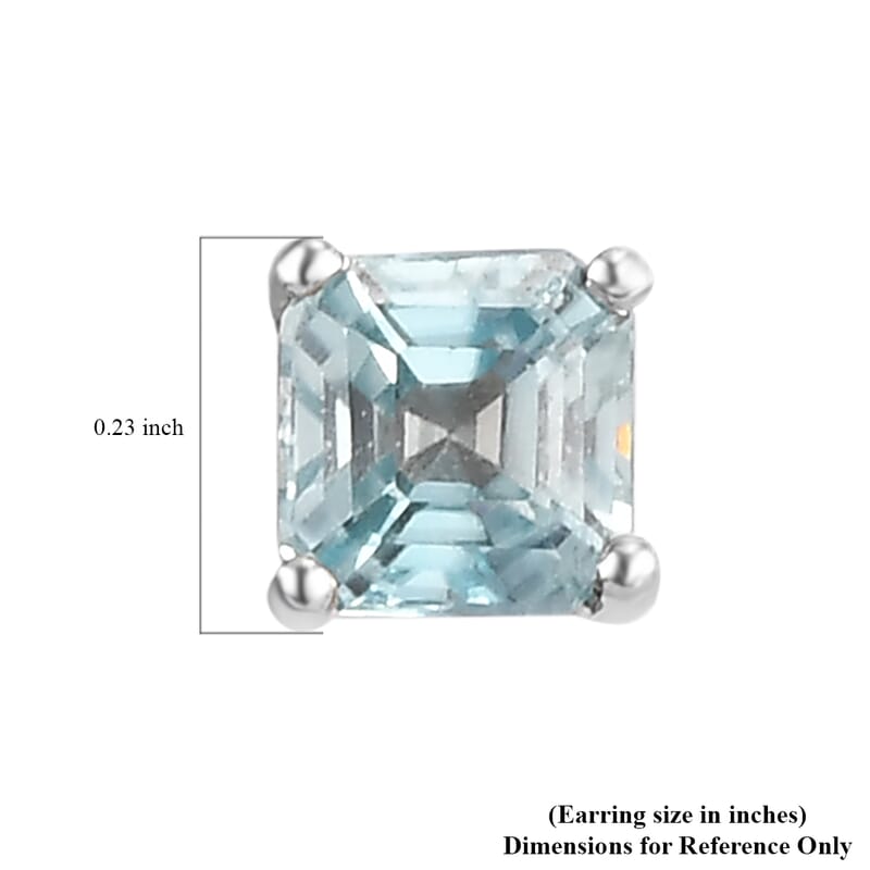 Cambodian Blue Zircon Solitaire Stud Earrings in Platinum Over Sterling Silver 1.75 ctw