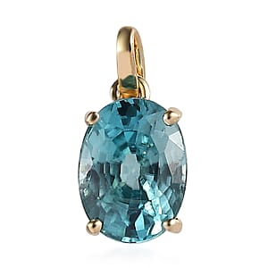 Luxoro 10K Yellow Gold Premium Cambodian Blue Zircon Solitaire Pendant 1.90 ctw