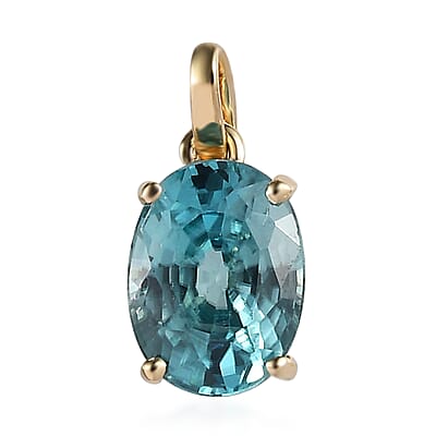 Luxoro 10K Yellow Gold Premium Cambodian Blue Zircon Solitaire Pendant 1.90 ctw