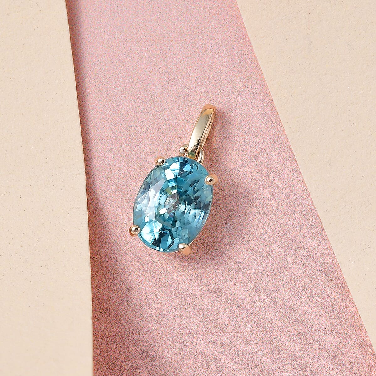 Luxoro 10K Yellow Gold Premium Cambodian Blue Zircon Solitaire Pendant 1.90 ctw image number 1