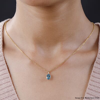 Luxoro 10K Yellow Gold Premium Cambodian Blue Zircon Solitaire Pendant 1.90 ctw