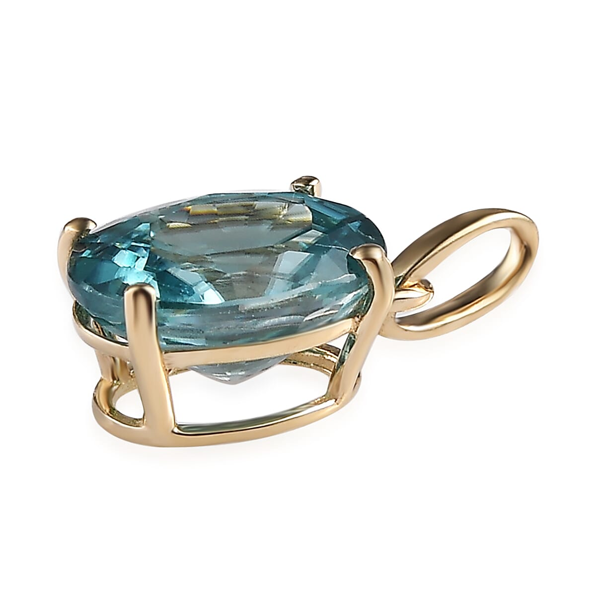Luxoro 10K Yellow Gold Premium Cambodian Blue Zircon Solitaire Pendant 1.90 ctw image number 3