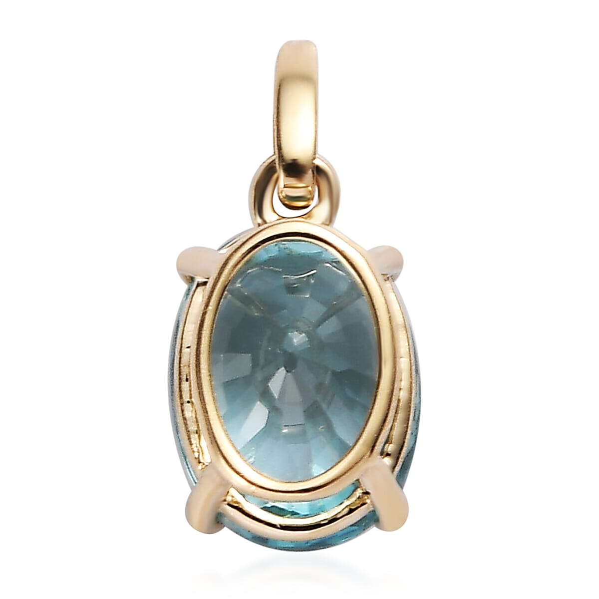 Luxoro 10K Yellow Gold Premium Cambodian Blue Zircon Solitaire Pendant 1.90 ctw image number 4