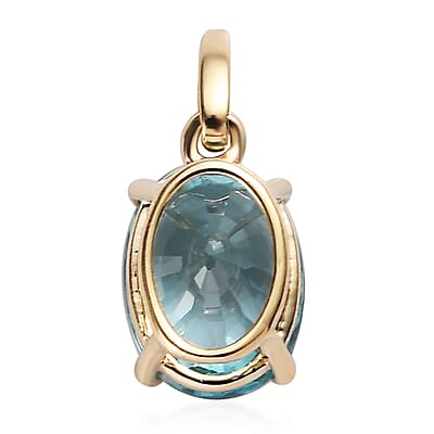 Luxoro 10K Yellow Gold Premium Cambodian Blue Zircon Solitaire Pendant 1.90 ctw