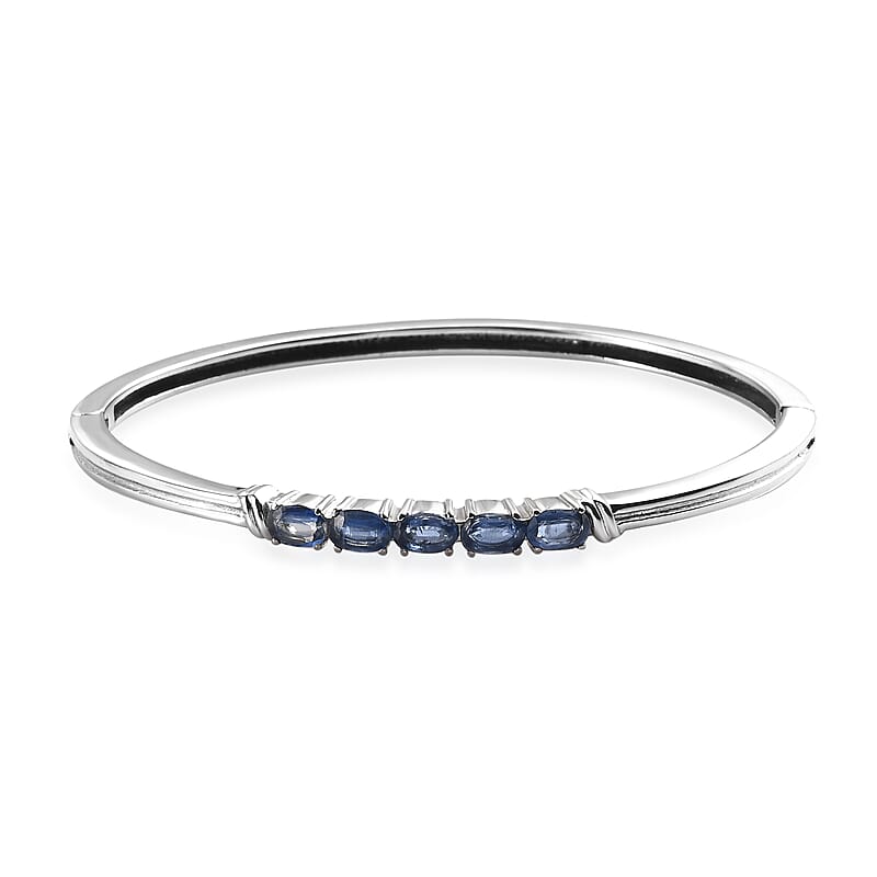 Kashmir Kyanite Bangle Bracelet in Stainless Steel (7.25 In) 2.65 ctw