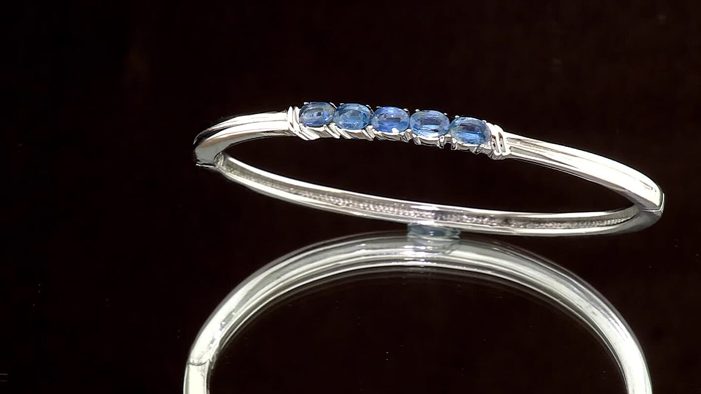 Kyanite Bangle Bracelet in Stainless Steel (6.50 Inches) 2.65 ctw