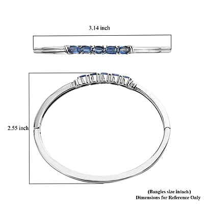 Kashmir Kyanite Bangle Bracelet in Stainless Steel (7.25 In) 2.65 ctw
