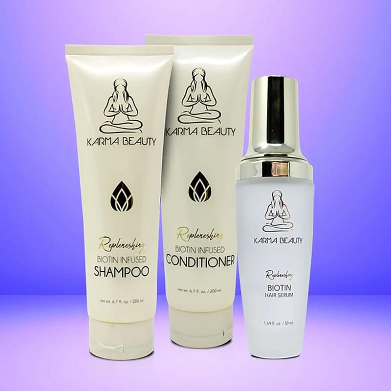 Karma Beauty Bundle- Biotin Infused Shampoo, Conditioner & Hair Serum (200 ml, 200ml, 50ml) (Ships in 12-14 Day), Best Shampoo and Conditioner with Hair Serum, Biotin Shampoo, Haircare Set