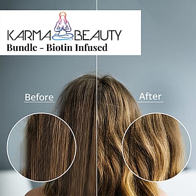 Karma Beauty Bundle- Biotin Infused Shampoo, Conditioner & Keratin Mask (Ships in 12-14 Day), Keratin Biotin Hair Shampoo Conditioner, Haircare Set