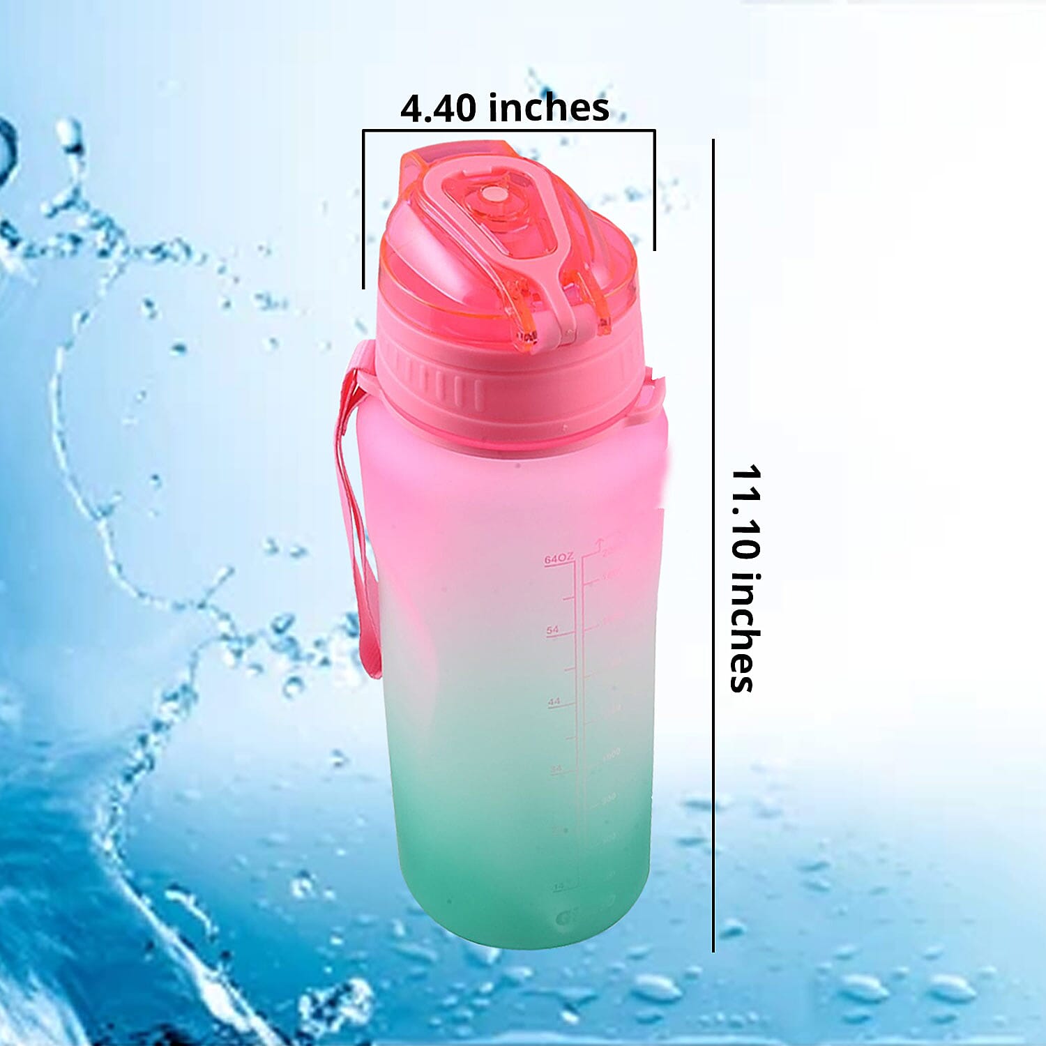 Closeout Giotto 64oz Motivational Water Bottle - Multi Color , Best Portable Water Bottle , Gym Travel Water Bottle