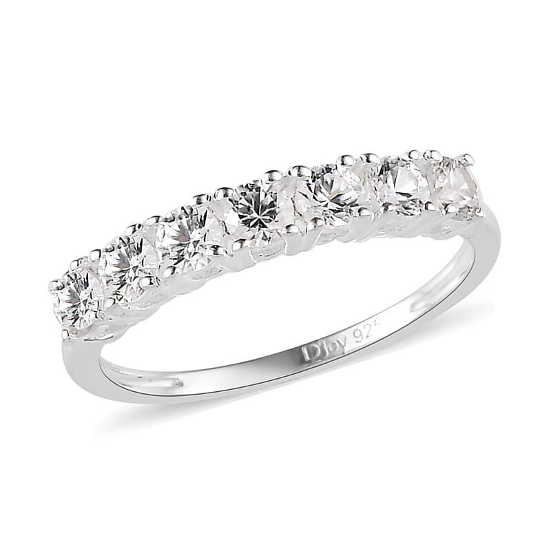 White Zircon 7 Stone Ring in Sterling Silver (Size 10.0) 1.15 ctw