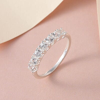 White Zircon 7 Stone Ring in Sterling Silver (Size 10.0) 1.15 ctw