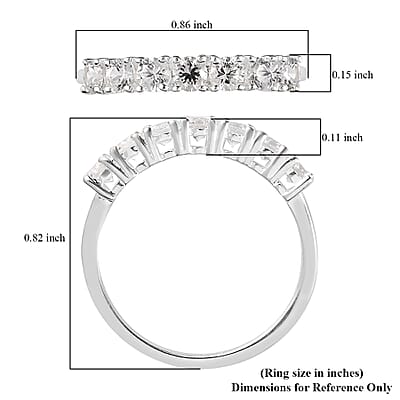 White Zircon 7 Stone Ring in Sterling Silver (Size 10.0) 1.15 ctw