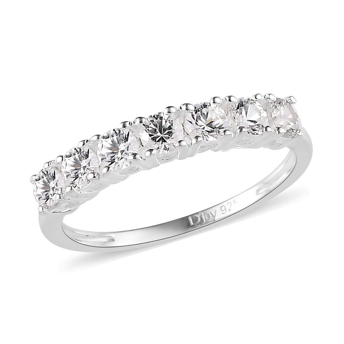 White Zircon 7 Stone Ring in Sterling Silver (Size 5.0) 1.15 ctw image number 0