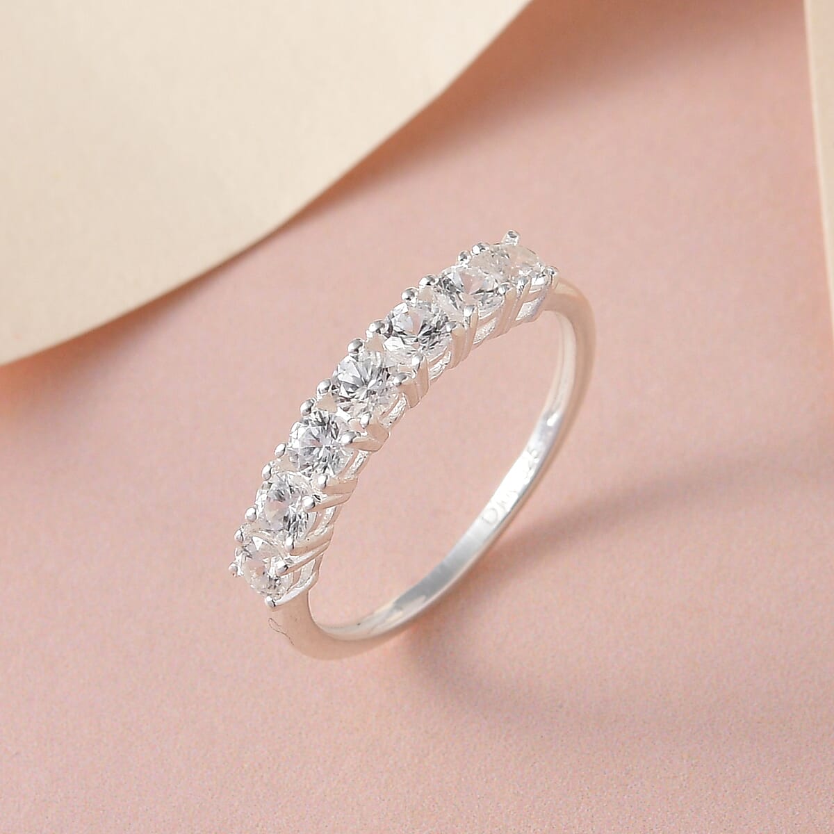 White Zircon 7 Stone Ring in Sterling Silver (Size 5.0) 1.15 ctw image number 1