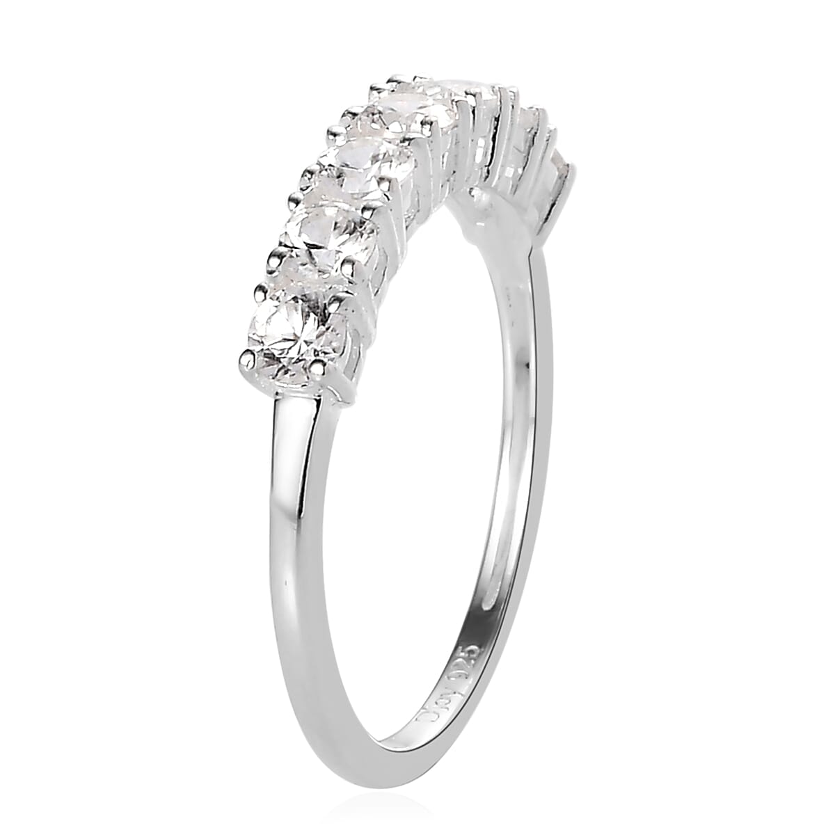 White Zircon 7 Stone Ring in Sterling Silver (Size 5.0) 1.15 ctw image number 3