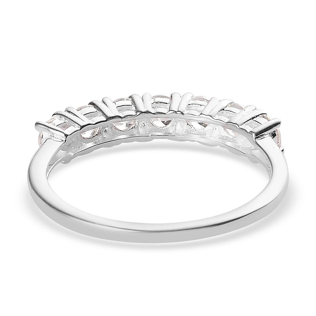 White Zircon 7 Stone Ring in Sterling Silver (Size 5.0) 1.15 ctw image number 4