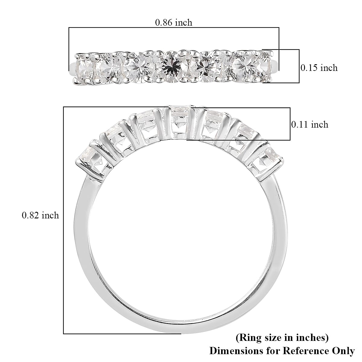 White Zircon 7 Stone Ring in Sterling Silver (Size 5.0) 1.15 ctw image number 5