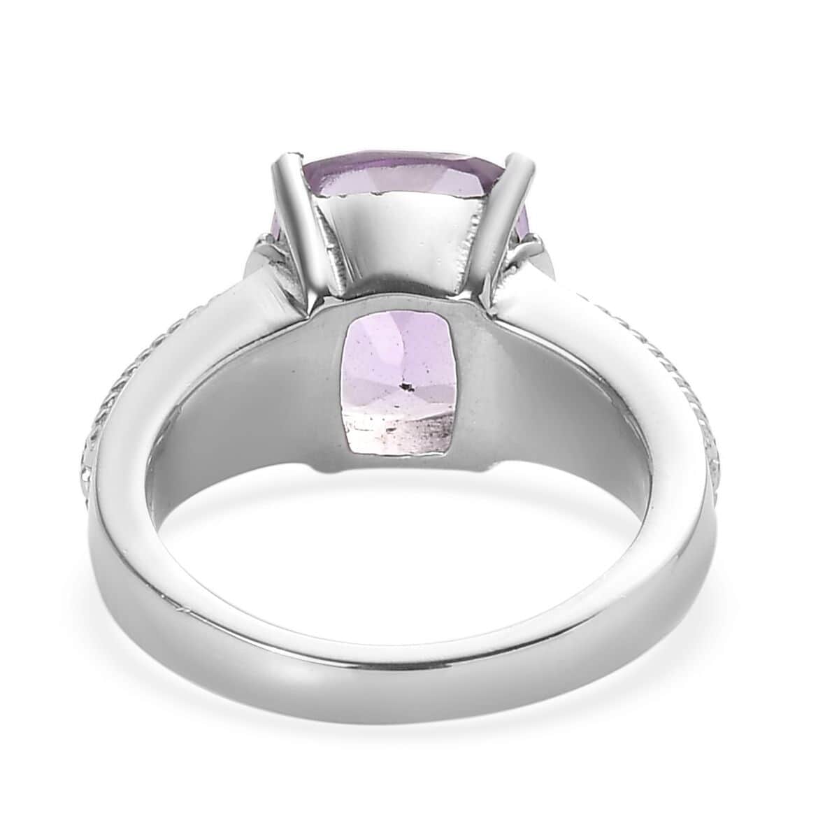 Rose De France Amethyst Solitaire Ring in Stainless Steel 3.85 ctw image number 4