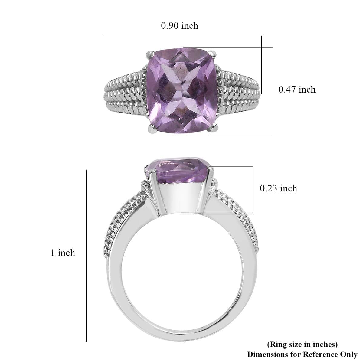 Rose De France Amethyst Solitaire Ring in Stainless Steel 3.85 ctw image number 5