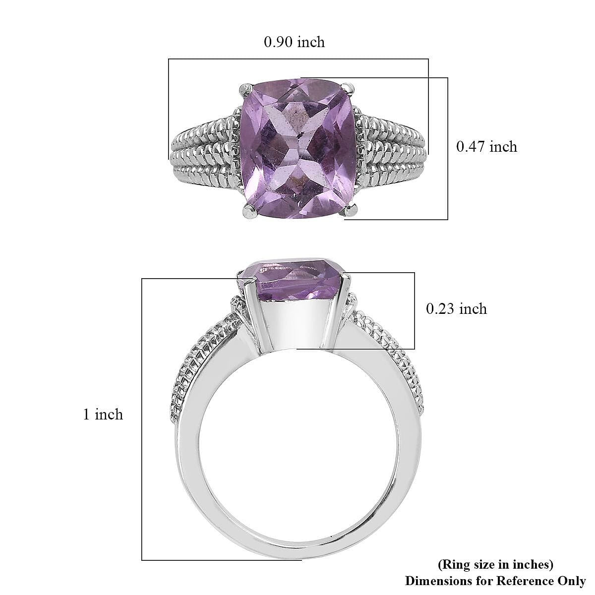 Rose De France Amethyst Solitaire Ring in Stainless Steel (Size 9.0) 4.00 ctw image number 5