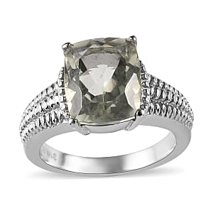 Montezuma Prasiolite Solitaire Ring in Stainless Steel (Size 10.0) 4.00 ctw