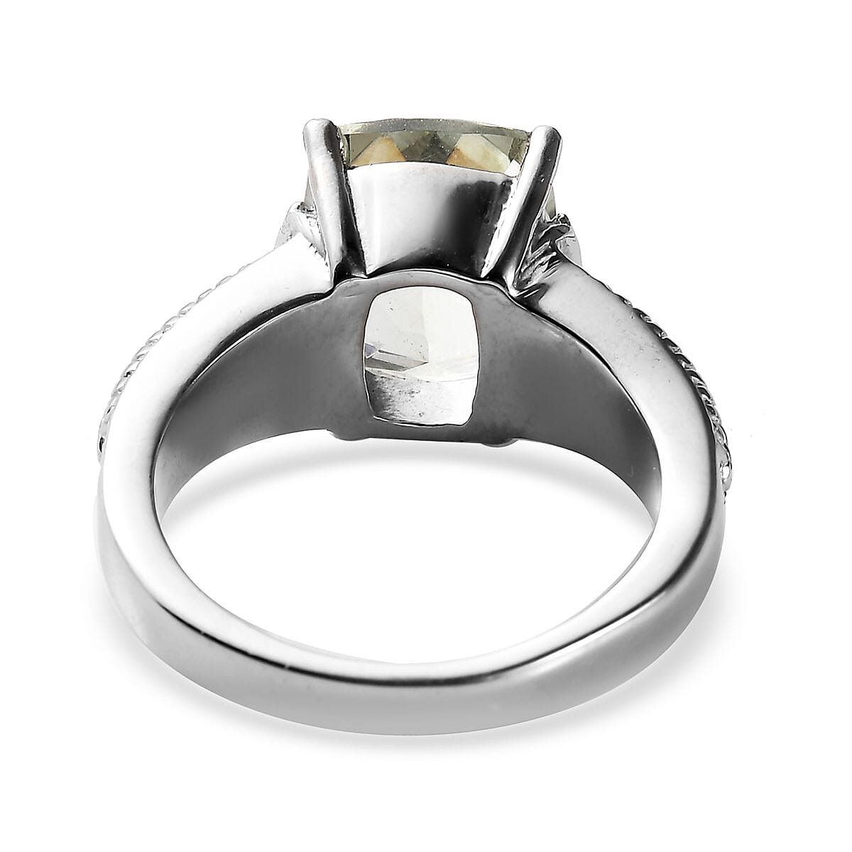 Montezuma Prasiolite Solitaire Ring in Stainless Steel (Size 5.0) 4.00 ctw image number 4