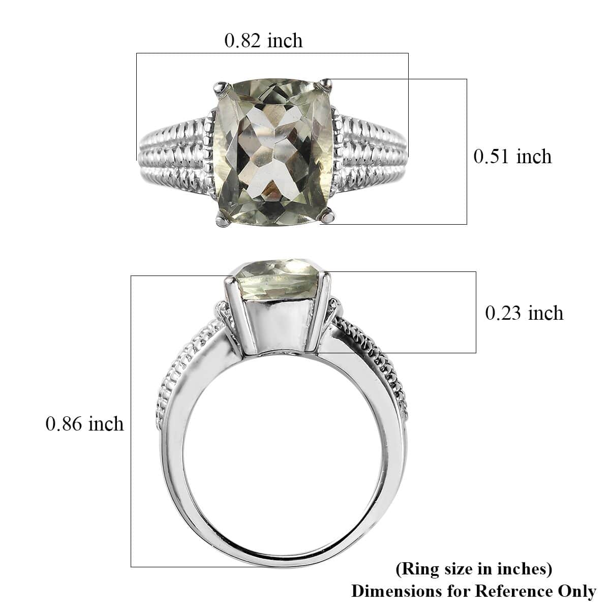 Montezuma Prasiolite Solitaire Ring in Stainless Steel (Size 8.0) 4.00 ctw , Tarnish-Free, Waterproof, Sweat Proof Jewelry image number 5