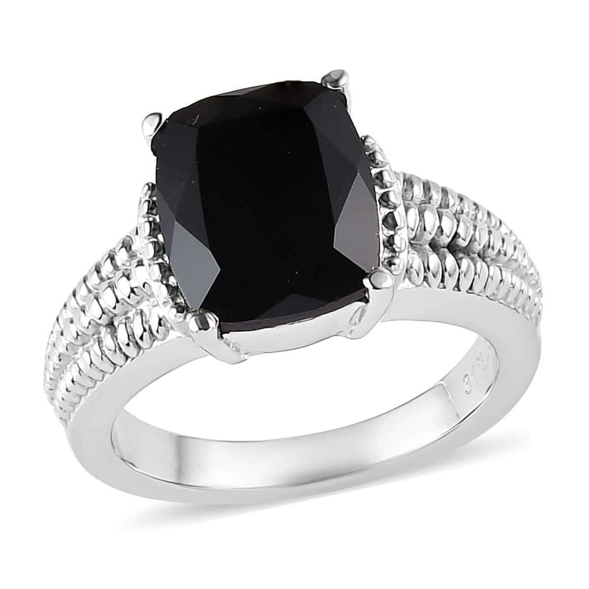 Thai Black Spinel Solitaire Ring in Stainless Steel (Size 7.0) 4.75 ctw image number 0