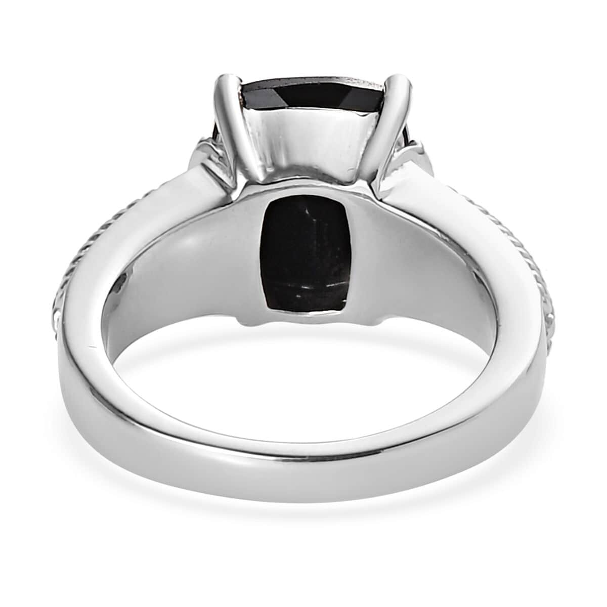 Thai Black Spinel Solitaire Ring in Stainless Steel (Size 7.0) 4.75 ctw image number 4