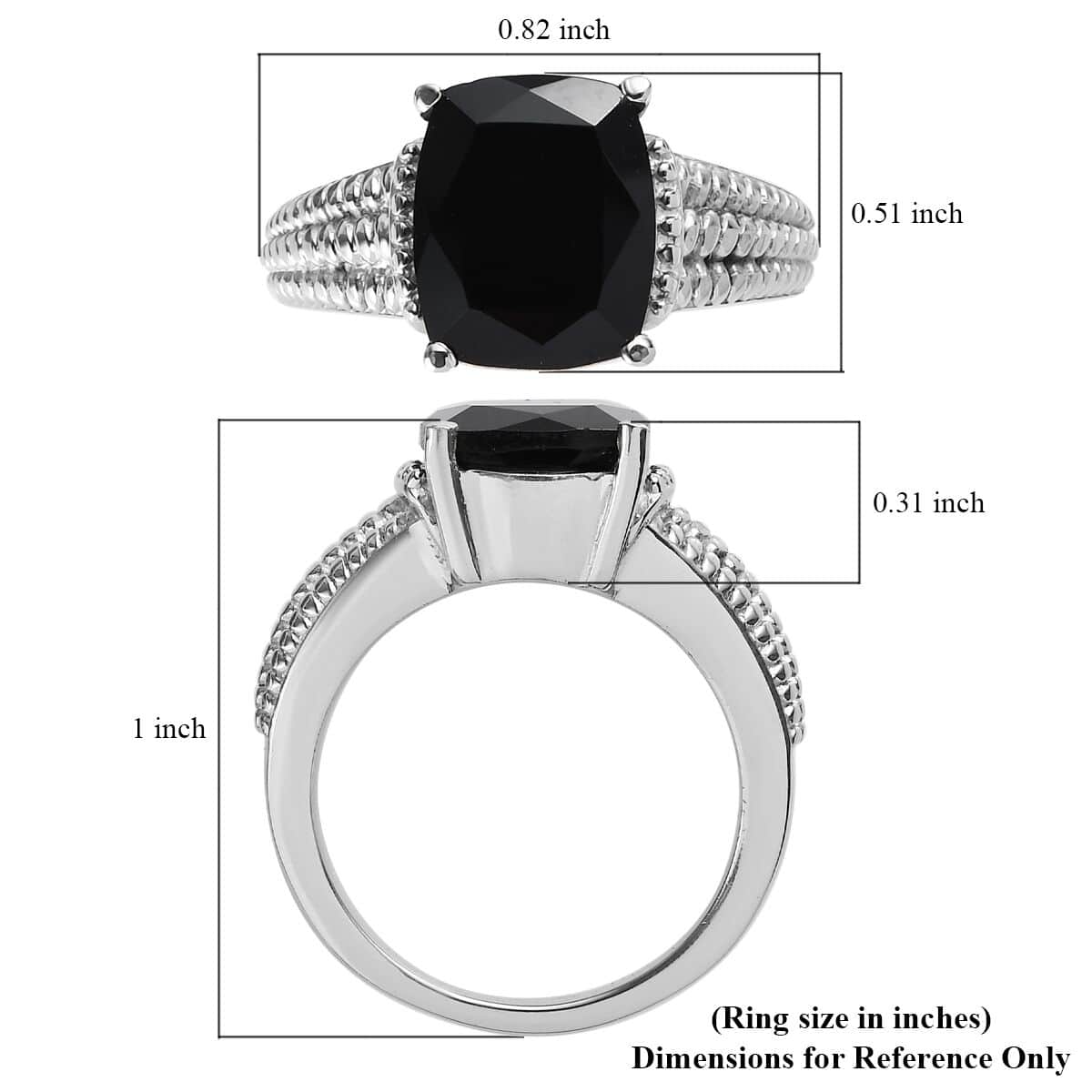 Thai Black Spinel Solitaire Ring in Stainless Steel (Size 7.0) 4.75 ctw image number 5