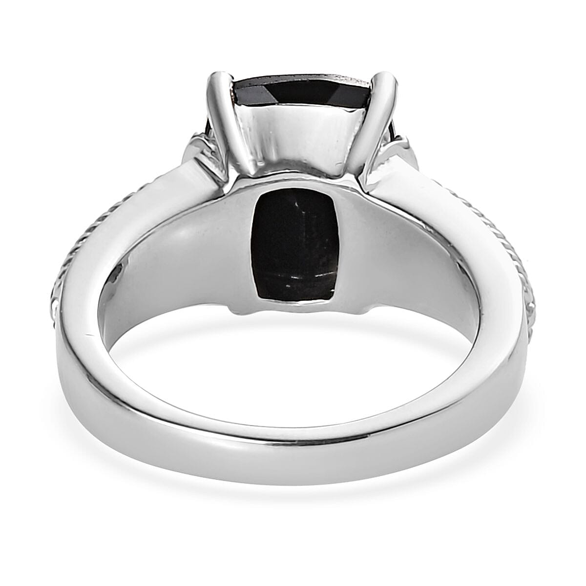 Thai Black Spinel Solitaire Ring in Stainless Steel (Size 8.0) 4.75 ctw image number 4