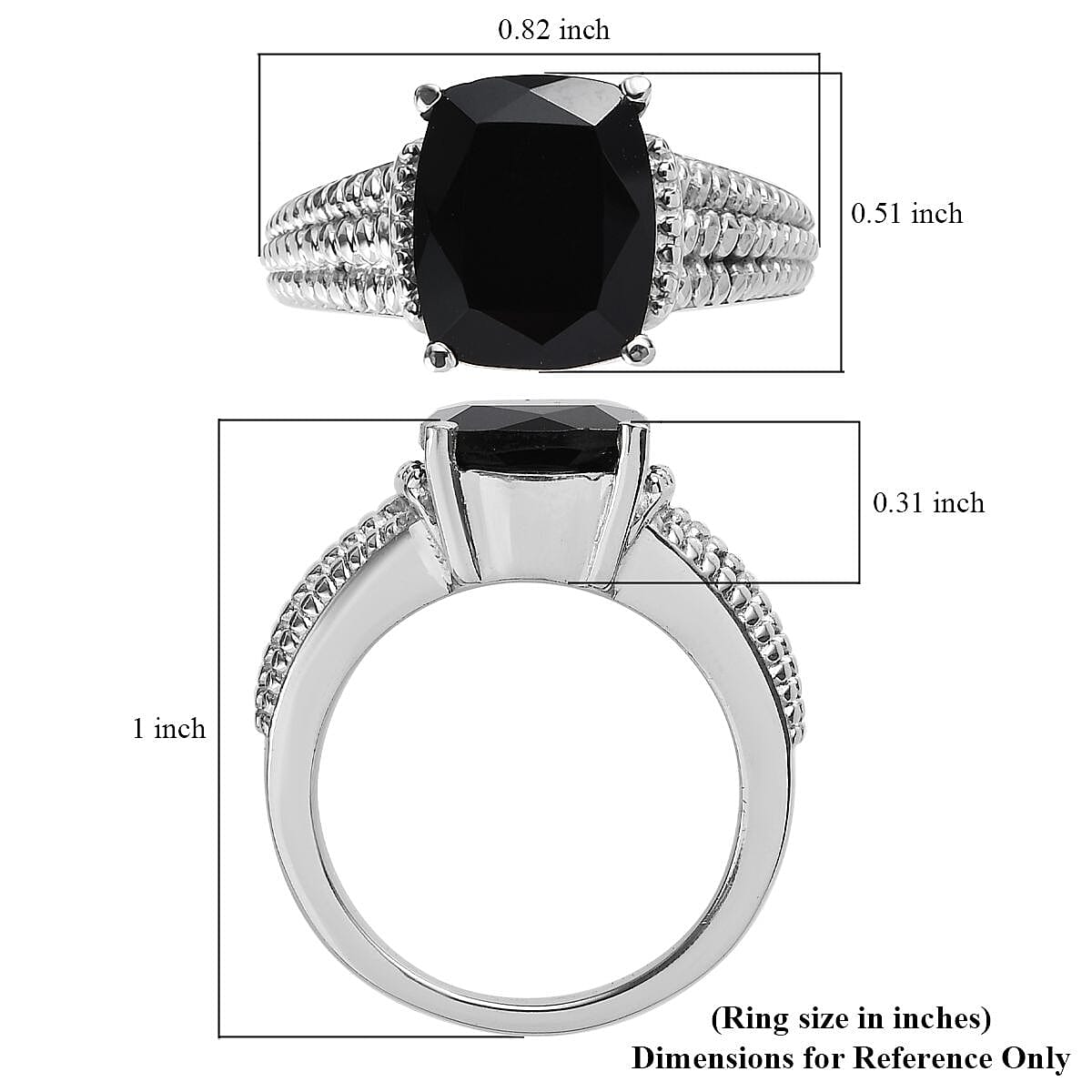 Thai Black Spinel Solitaire Ring in Stainless Steel (Size 9.0) 4.75 ctw image number 5