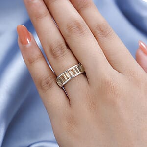 Brazilian Citrine Half Eternity Band Ring in Platinum Over Sterling Silver (Size 8.0) 2.00 ctw