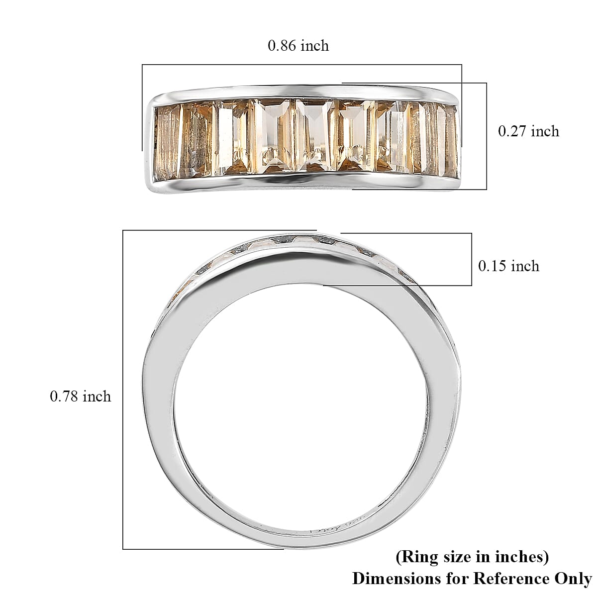 Brazilian Citrine Half Eternity Band Ring in Platinum Over Sterling Silver (Size 8.0) 2.00 ctw image number 5