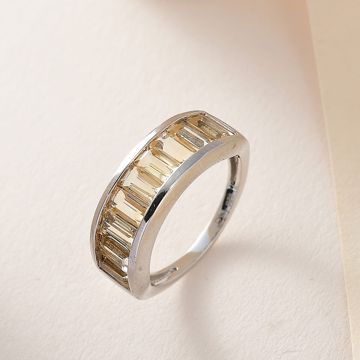 Brazilian Citrine Half Eternity Band Ring in Platinum Over Sterling Silver (Size 9.0) 2.00 ctw image number 1
