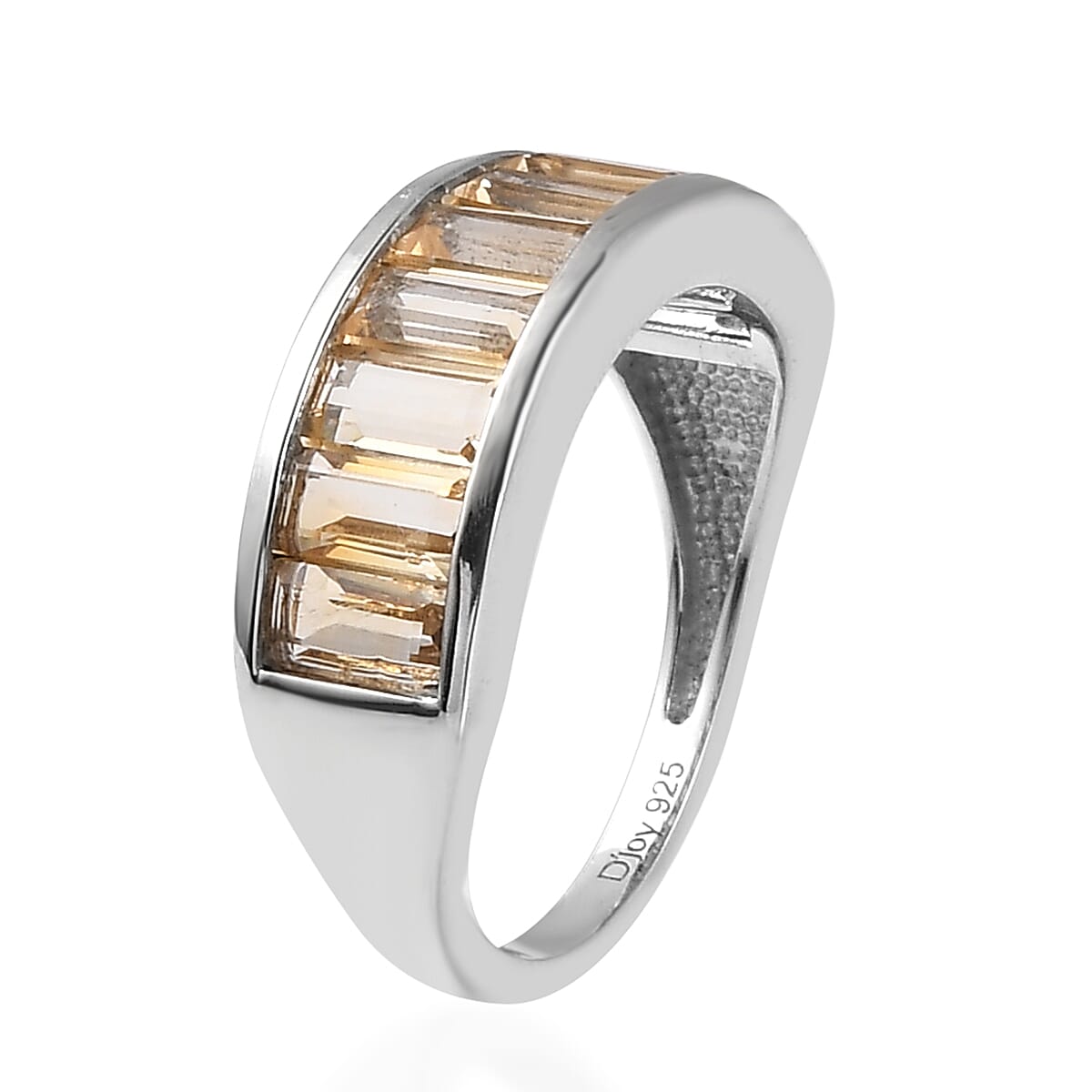 Brazilian Citrine Half Eternity Band Ring in Platinum Over Sterling Silver (Size 9.0) 2.00 ctw image number 3