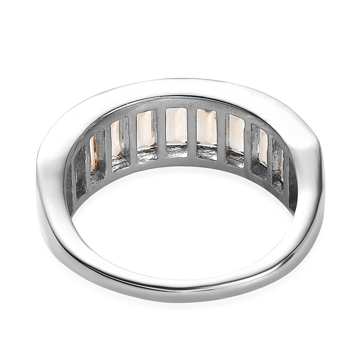 Brazilian Citrine Half Eternity Band Ring in Platinum Over Sterling Silver (Size 9.0) 2.00 ctw image number 4