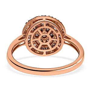 Natural Champagne Diamond 1.00 ctw Ring in Vermeil Rose Gold Over Sterling Silver (Size 5.5)