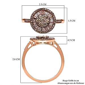 Natural Champagne Diamond 1.00 ctw Ring in Vermeil Rose Gold Over Sterling Silver (Size 5.5)