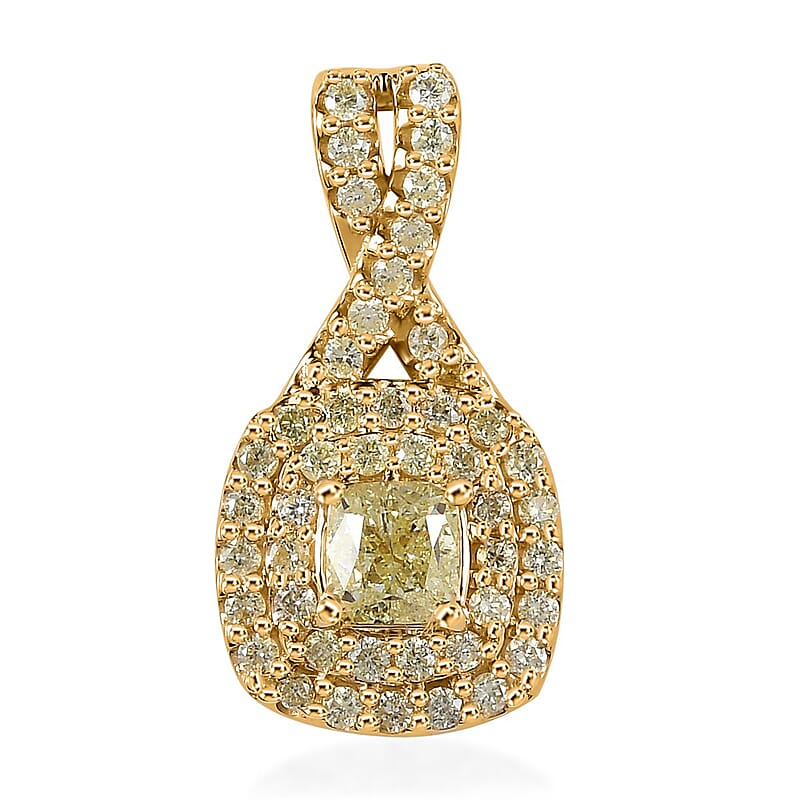 Luxoro 14K Yellow Gold I2-I3 Natural Yellow Diamond Pendant 1.00 ctw