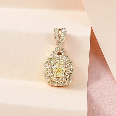 Luxoro 14K Yellow Gold I2-I3 Natural Yellow Diamond Pendant 1.00 ctw