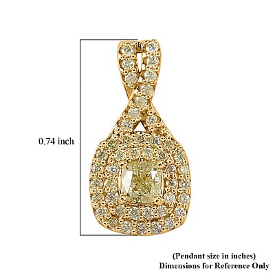 Luxoro 14K Yellow Gold I2-I3 Natural Yellow Diamond Pendant 1.00 ctw