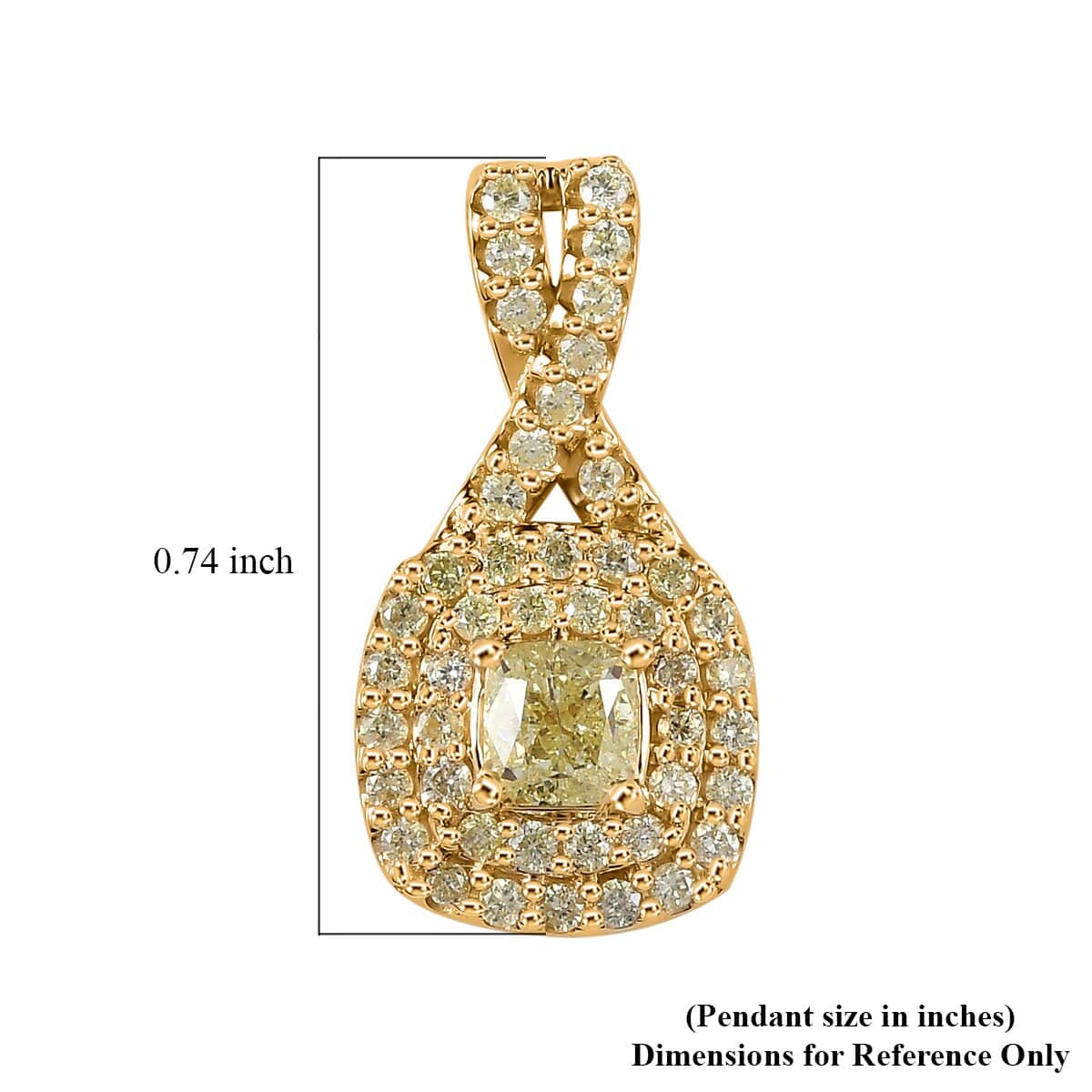 Luxoro 14K Yellow Gold I2-I3 Natural Yellow Diamond Pendant 1.00 ctw image number 4