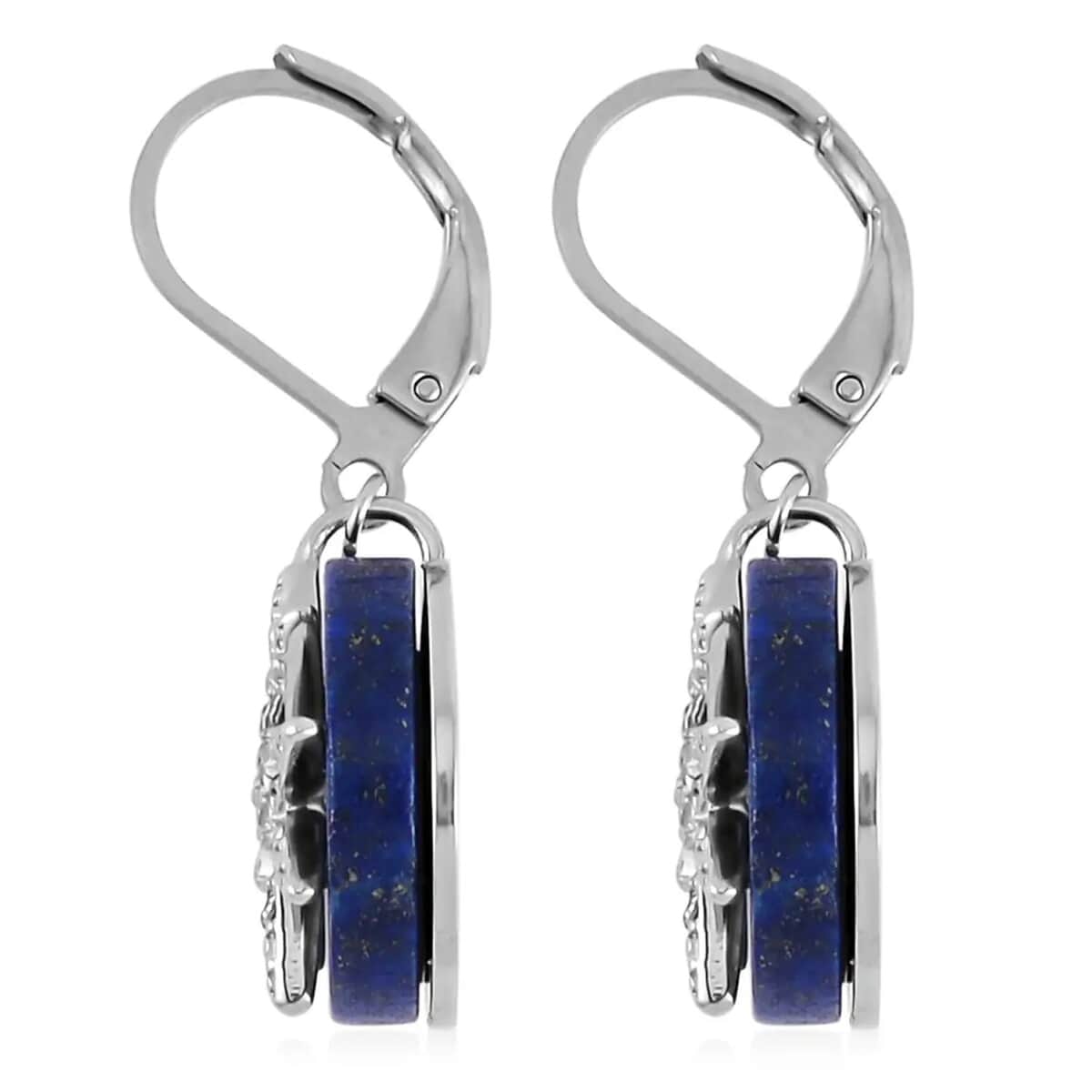 Lapis Lazuli Earrings in Stainless Steel 2.00 ctw image number 8